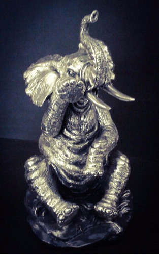 Escultura Elefante Sentado Plata 999 Electroformado Figura