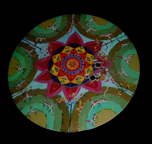 Cuadros Mandalas Pintados A Mano Con Piedras / 40cm Diametro