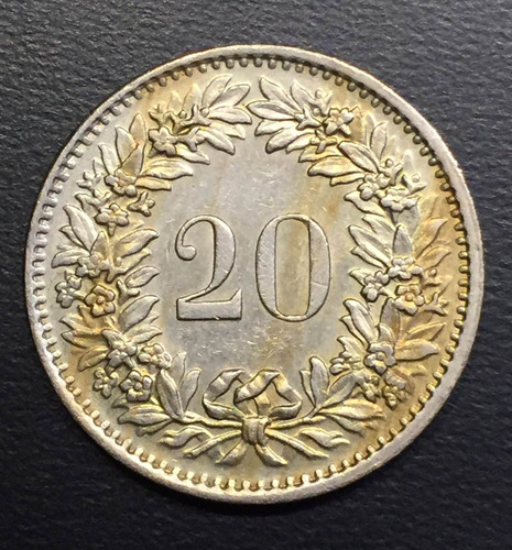 Swi220 Moneda Suiza 20 Rappen 1970 Xf+ Ayff