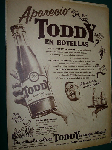Clipping Publicidad Toddy Leche Aparecio Toddy En Botellas