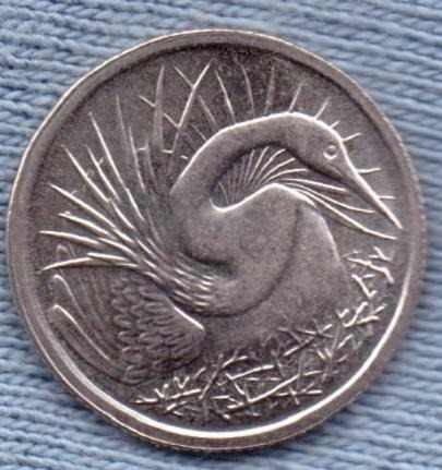 Singapur 5 Cents 1982 * Pajaro Serpiente *