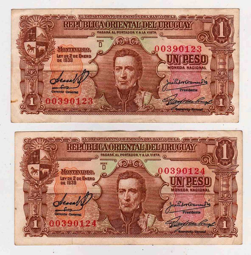 Brou 1 Peso (1939) Variante 10.iii.26 Par Correlativos