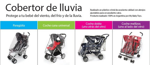 Imagen 3 de 4 de Cobertor Lluvia Y Viento Para Cochecitos Melliso Hermanitos