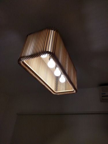 Lampara Colgante Madera Diseño Mdf Mod Cube65 Luminica
