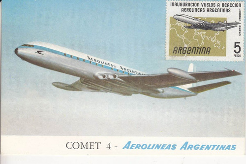 Postal Aerolineas Argentinas Avion Havilland Comet 4 Sello