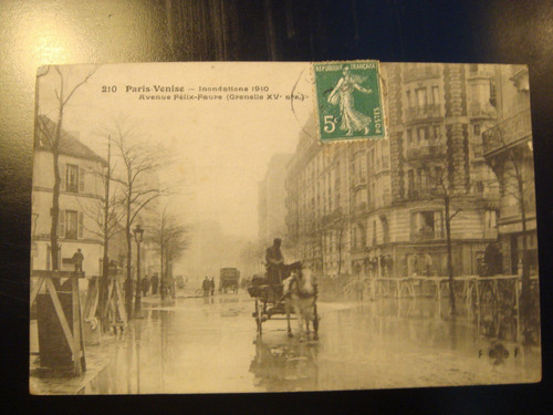 Postal Paris Venise 1910 Inondations Paris Francia