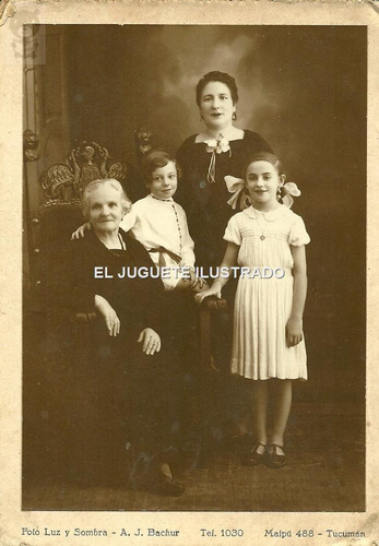 Ff21 Antigua Foto Carton Postal 1937 Familia Luz Y Sombra