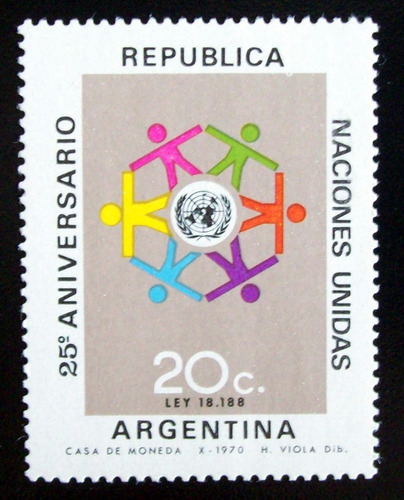 Argentina, Sello Gj 1547 25 Años Naciones Unidas Mint L4970