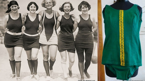 Traje De Baño De Lana Vintage Retro Años 20