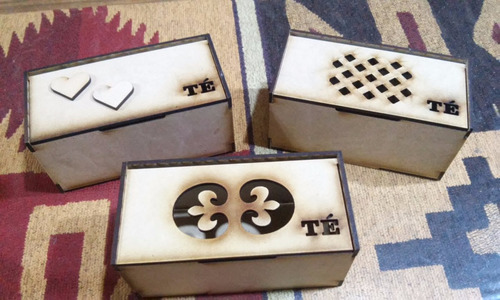 Caja De Te 2 Division 15x7x7 Souvenir Fibrofacil