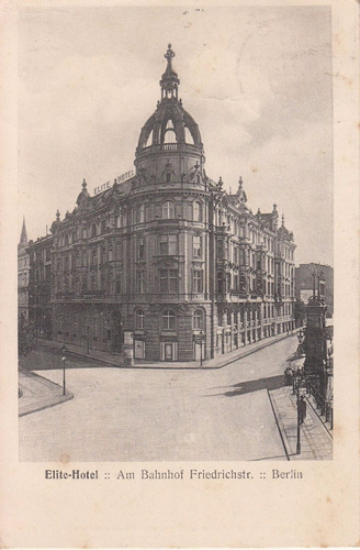 1910 Berlin Postal Hotel Elite Alemania Cursada Con Sello