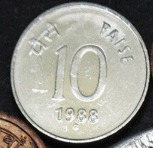 India 10 Paise 1988 * Leones *