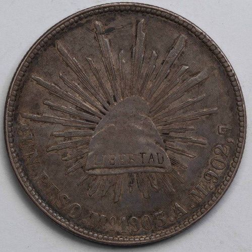 Aaaa 1903 8 Reales Mo Rara Moneda Mexicana Peso Au Plata Cf8