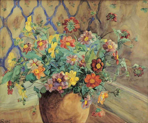 Lienzo Canvas Arte Flores En Jarrón Anna Syberg 1909 50x60