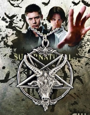 Corrente Supernatural Sam E Dean Amuleto Proteção Baphomet 