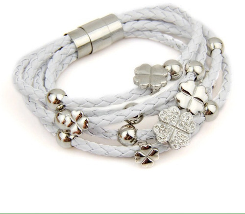 Pulsera Blanca Cuero Moderna