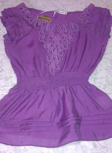 Blusa De Dama Color Lila  Talla Xl Pequeña = L