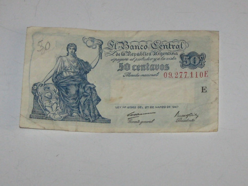 Billete De $0,50 Ley 12962 De 1947#35