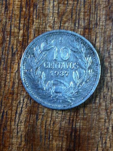 Moneda Antigua Chilena 10 Centavos Año 1937