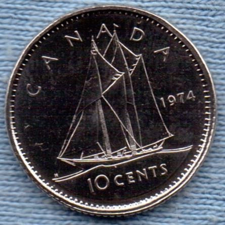 Canada 10 Cents 1974 * Velero *