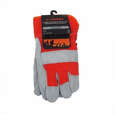 Guantes Híbridos Carnaza Loneta Puño Seguridad, Truper 14246