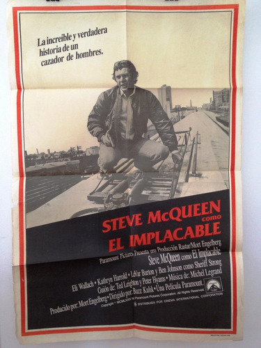 Afiche De Cine Original - Steave Mcqueen Como El Implacable