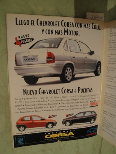 Publicidad Chevrolet Corsa Gls Año 1996