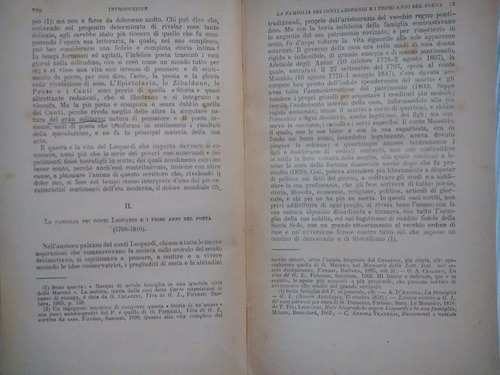 Imagen 6 de 6 de I Canti Di Giacomo Leopardi Intro G Tambara Italiano 1912