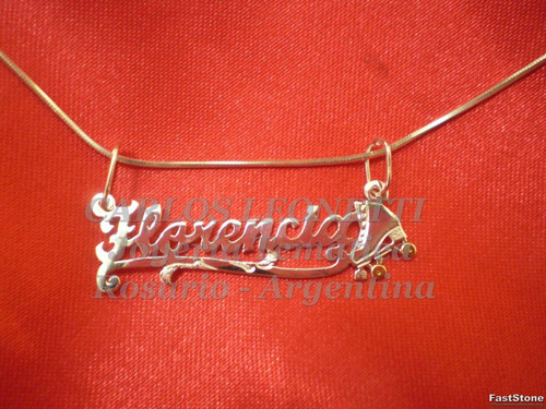 Patin - Colgante Con Nombre Calado - Plata 950 - Oro 18k.