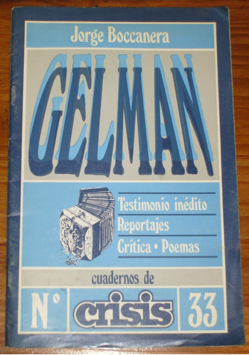 Gelman Cuadernos De Crisis N° 33 Jorge Boccanera