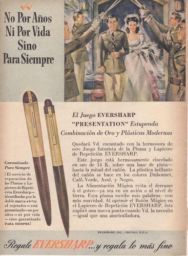 1945 Publicidad Pluma Y Lapicera Eversharp Vintage