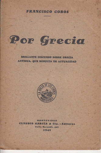 1941 Por Grecia Discurso Francisco Cobos Uruguay Muy Raro