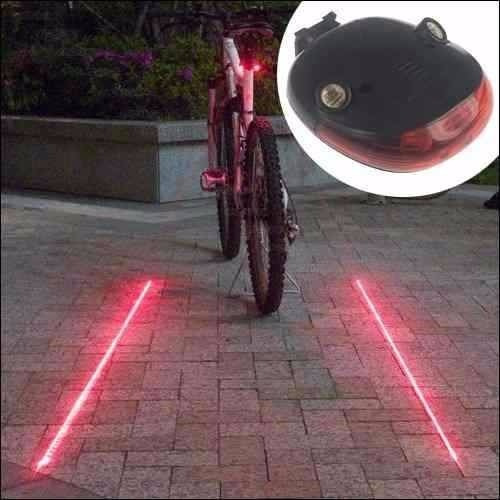 Lampara Trasera Para Bicicleta Con Laser Y Luz Led