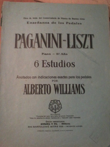 Paganini, Liszt, 6 Estudios Elegidos Por A. Williams.