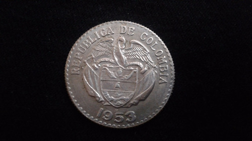 Moneda Colombia Plata 1953 20 Centavos (p01)