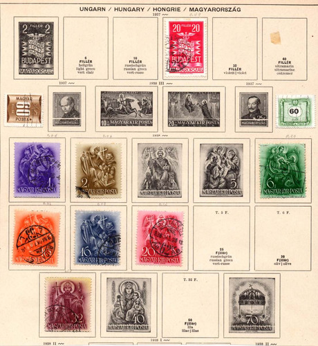 Hungría 10 Estampillas Antiguas 1937 - 1938