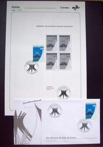 Envelope Fdc + Edital Nº 31 Dia Nacional Ação De Graças 1984