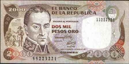 Colombia, 2000 Pesos 2 Mar 1992 Bgw450
