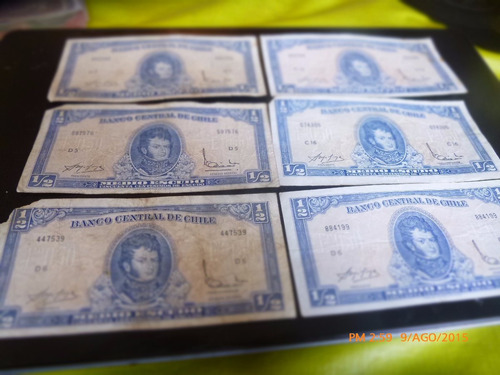 28 Billetes Chile Medio Escudo Tres Firmas (c-7-3