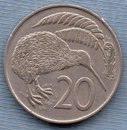 Nueva Zelanda 20 Cents 1967 * Precioso Kiwi *