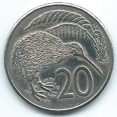 Moneda  De  Nueva  Zelanda  20  Cents  1980  Xf  Excelente