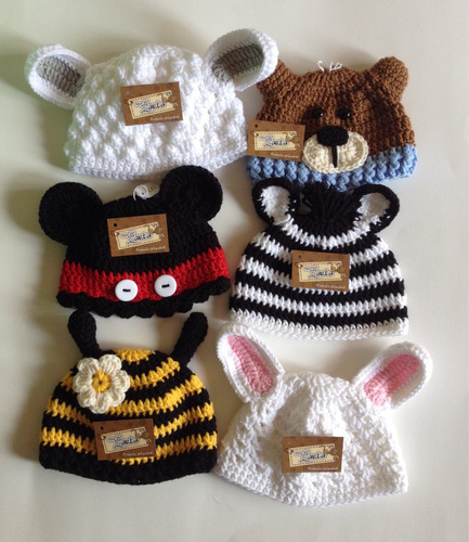 Gorro Bebe Tejido A Mano Crochet Animalitos Niño Niña Fotos