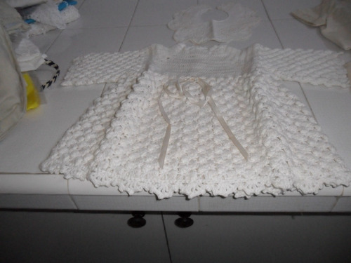 Vestidito Para Bautismo Unisex Tejido Al Crochet Blanco...