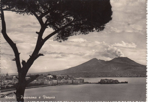 1956 Postal Monte Vesubio Italia Napoles Volcan Erupcion