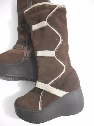Bota Anabela Marrom Cano Alto Tam 35 timo Estado MercadoLivre