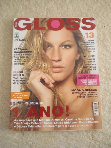 Revista Gloss Gisele Bündchen 13 Brad Pitt Moda Beleza F014