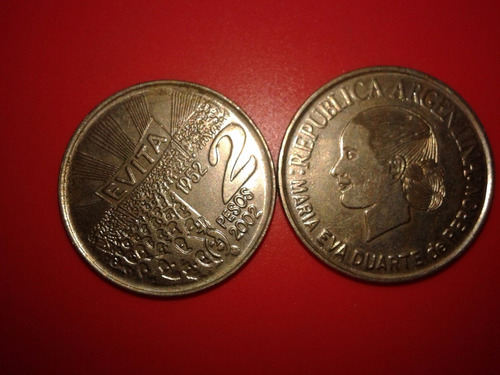 Moneda Evita 2 Pesos Conmemora 50añ 2002 Eva Peron Envios