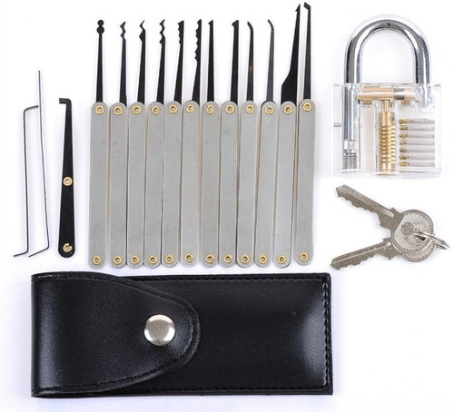 Kit Candado Con 15 Ganzuas Para Practica Lock Cerrajeria