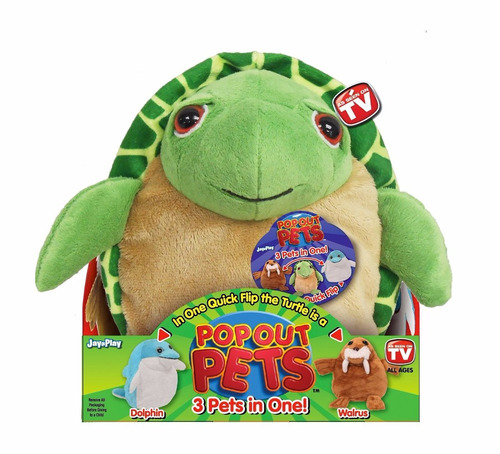 Peluche Pop Out Pets 3 Mascotas En 1 Reversible Tortuga