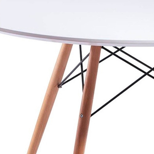 Imagen 5 de 10 de Mesa Dsw Eames Redonda Blanca Madera 120cm Outlet